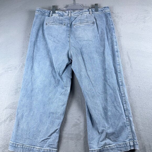 Talbots Wide Leg Jeans Crop Womens Size 16W High Rise Rhodes Wash Denim Blue - Picture 2 of 13